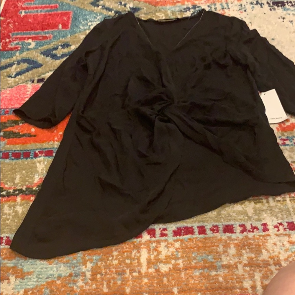 Zara asymmetrical sheer shirt